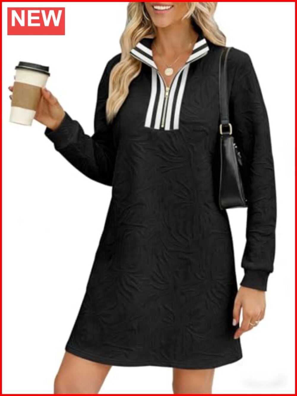Women's Half Zip Sweatshirt Dress Mini A-Line Pullover